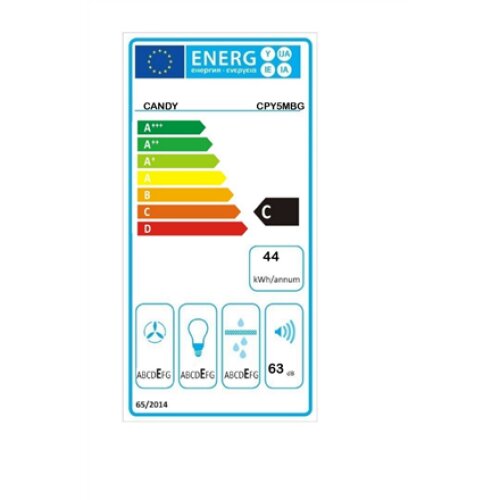 Candy , Hood , CPY5MBG , Canopy , Energy efficiency class C , Width 52 cm , 298 m³/h , Mechanical control , LED , Black Glass