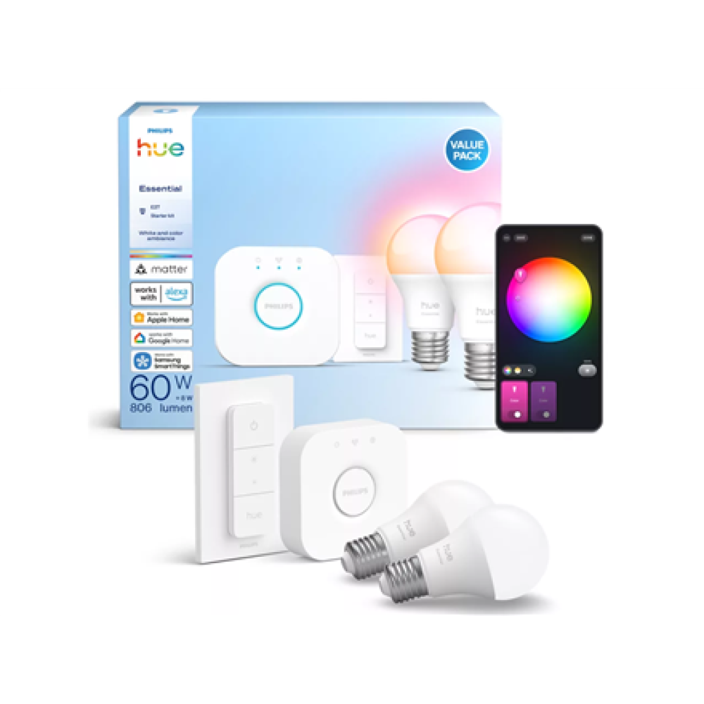 Philips Hue E WCA 806 A60 2kit SW EU , E27 , 8 W , 16 million colors, White and colored light