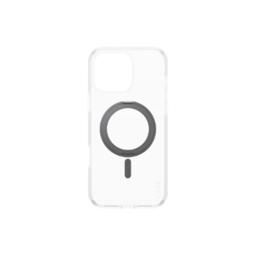 CARE by PanzerGlassFeature Case Transparent w. Black Kickstand & MagSafe iPhone 16 Pro Max , CARE
