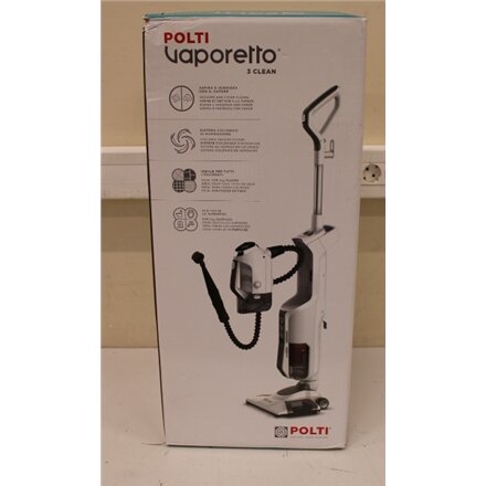 SALE OUT. Polti PTEU0295 VAPORETTO 3 CLEAN 3-in-1 steam cleaner, White , Polti , Steam cleaner , PTEU0295 Vaporetto 3 Clean 3-in-1 , Power 1800 W , Steam pressure Not Applicable bar , Water tank capacity 0.5 L , White , DAMAGED PACKAGING