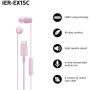 Sony Earbuds , IER‑EX15C , Wired , In-ear , Microphone , Pink