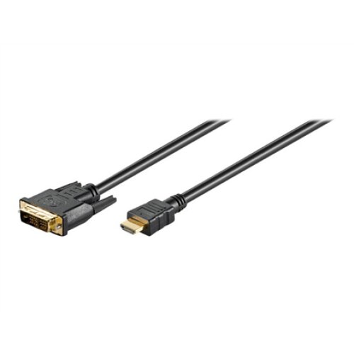 Goobay , DVI-D/HDMI cable, gold-plated , DVI-D male Single-Link (18+1 pin) , HDMI male (type A) , HDMI to DVI-D , 1.5 m