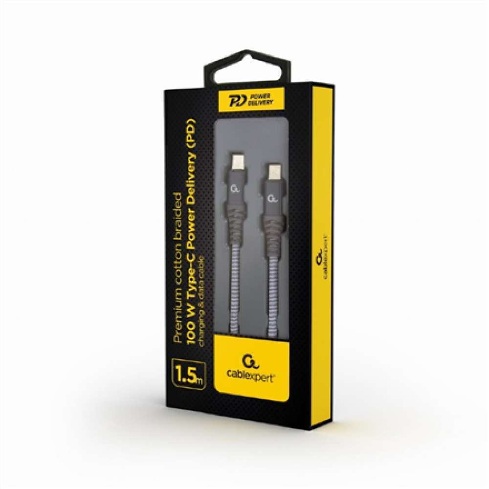 Cablexpert 100 W Type-C Power Delivery (PD) premium charging and data cable, 1.5 m , CC-USB2B-CMCM100-1.5M