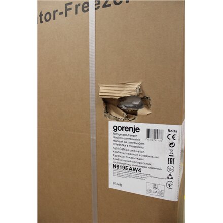 SALE OUT. , Gorenje , N619EAW4 , Energy efficiency class E , Free standing , Combi , Height 186 cm , No Frost system , Fridge net capacity 207 L , Freezer net capacity 97 L , Display , 39 dB , White , DAMAGED PACKAGING