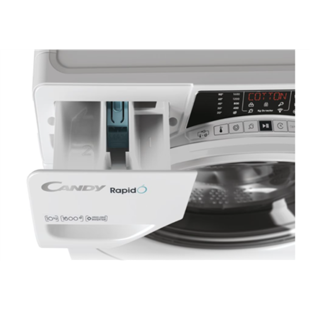 Candy Washing Machine , RO 16106DWME/1-S , Energy efficiency class A , Front loading , Washing capacity 10 kg , 1600 RPM , Depth 58 cm , Width 60 cm , Display , TFT , Steam function , Wi-Fi , White