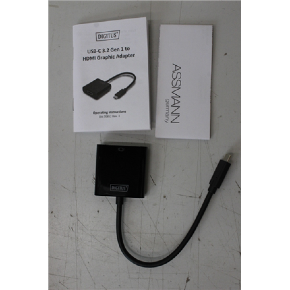 SALE OUT. DIGITUS USB Type-C to HDMI Adapter, 4K@30Hz black , Digitus USB Type-C to HDMI Adapter , DA-70852 , Black , USB Type-C , UNPACKED, SCRATCHED , 0.15 m