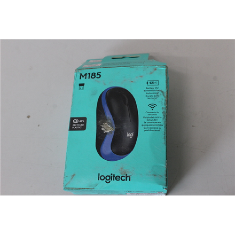 SALE OUT. Logitech Wireless Mouse M185, BLUE, 2.4GHZ - EWR2 , Logitech Wireless Mouse , Blue , DAMAGED PACKAGING