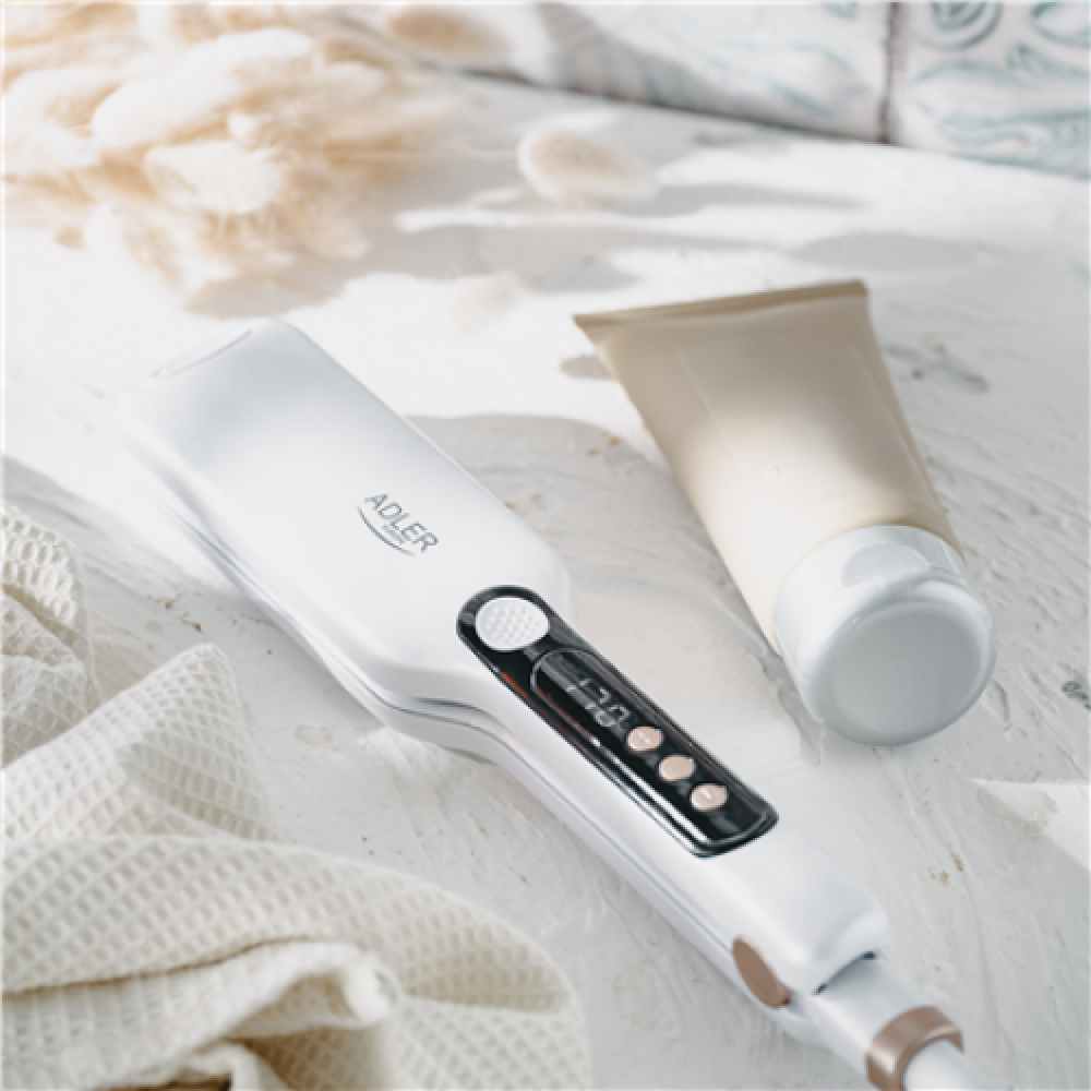 Adler Hair Straightener - Wide , AD 2325 , Ceramic heating system , Display LCD , Temperature (min) 150 °C , Temperature (max) 210 °C , Number of heating levels 7 , 120 W , White
