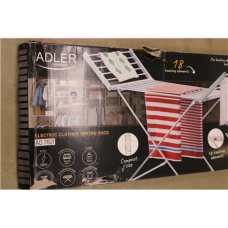 SALE OUT. Adler AD 7821 Foldable electric clothes drying rack, Silver/White , Adler Foldable electric clothes drying rack , AD 7821 , 220 W , Silver/White , DAMAGED PACKAGING, DENT ON FRAME
