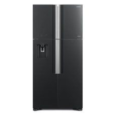 Hitachi , R-W661PRU1 (GGR) , Refrigerator , Energy efficiency class F , Free standing , Side by side , Height 183.5 cm , Fridge net capacity 396 L , Freezer net capacity 144 L , Display , 40 dB , Glass Gray