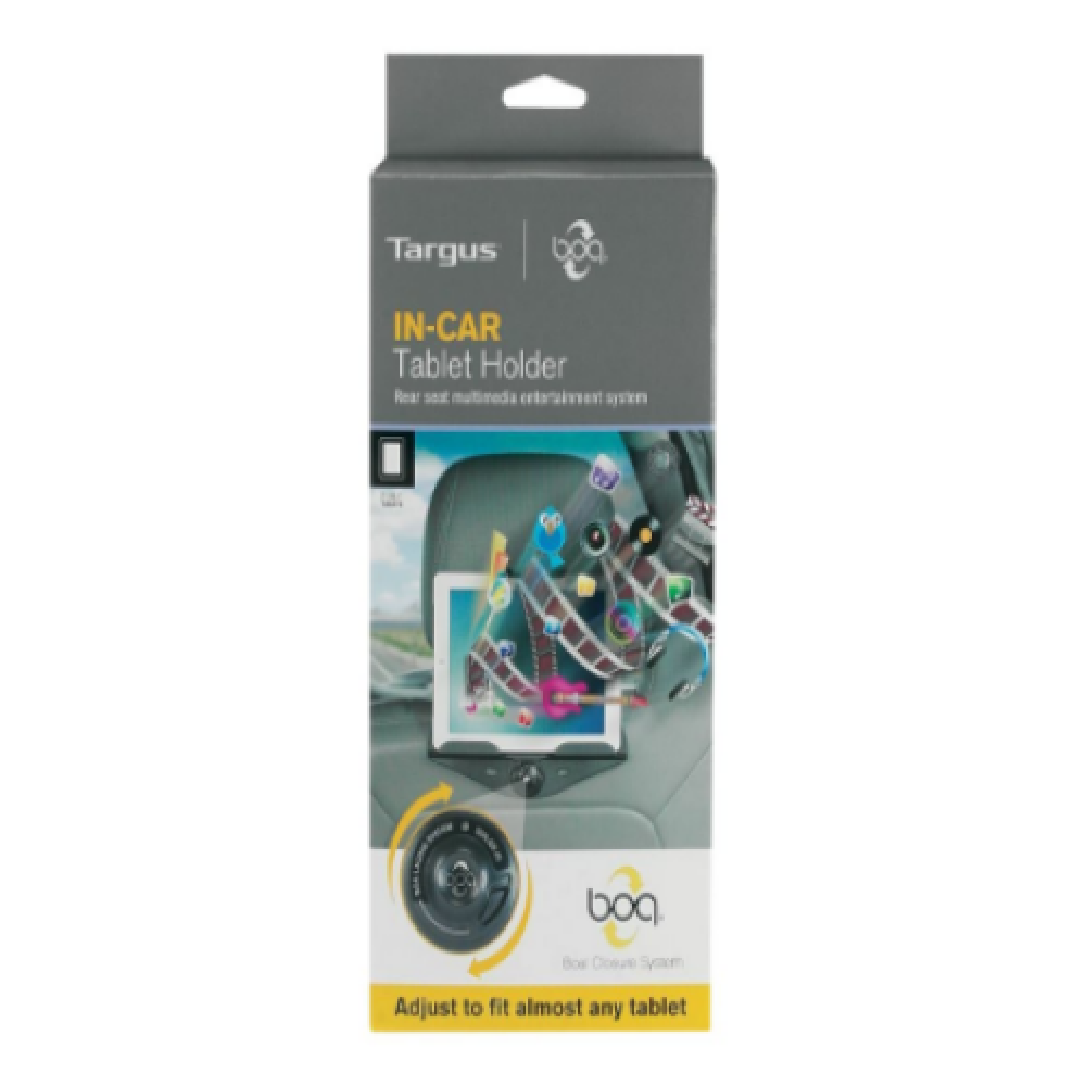 Targus , Universal In Car Tablet Holder , * BOA closure system allows you to quickly adjust and secure the cradle to fit virtually any tablet* Adjustable strap fits onto all types of car headrests* Compact design which fits neatly into car backseat pocket