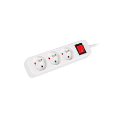 Lanberg Cable Power Strip, 3X French Outlets with Switch, Quality-Grade Copper, 1.5 m , PS1-03E-0150-W