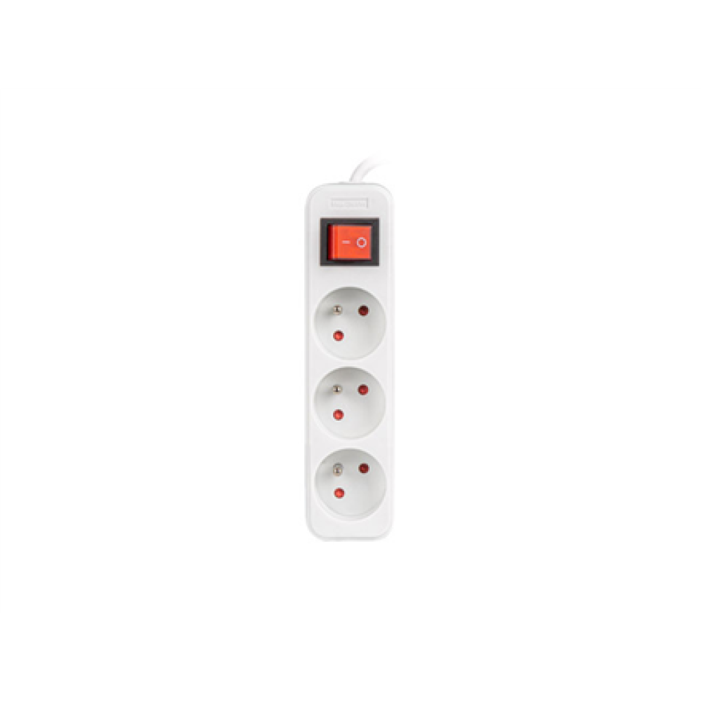 Lanberg Cable Power Strip, 3X French Outlets with Switch, Quality-Grade Copper, 1.5 m , PS1-03E-0150-W