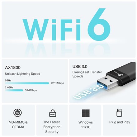 TP-LINK Archer TX23U , AX1800 Mini Wi-Fi6 Wireless USB Adapter , 802.11ax , MU-MiMO Yes , no PoE