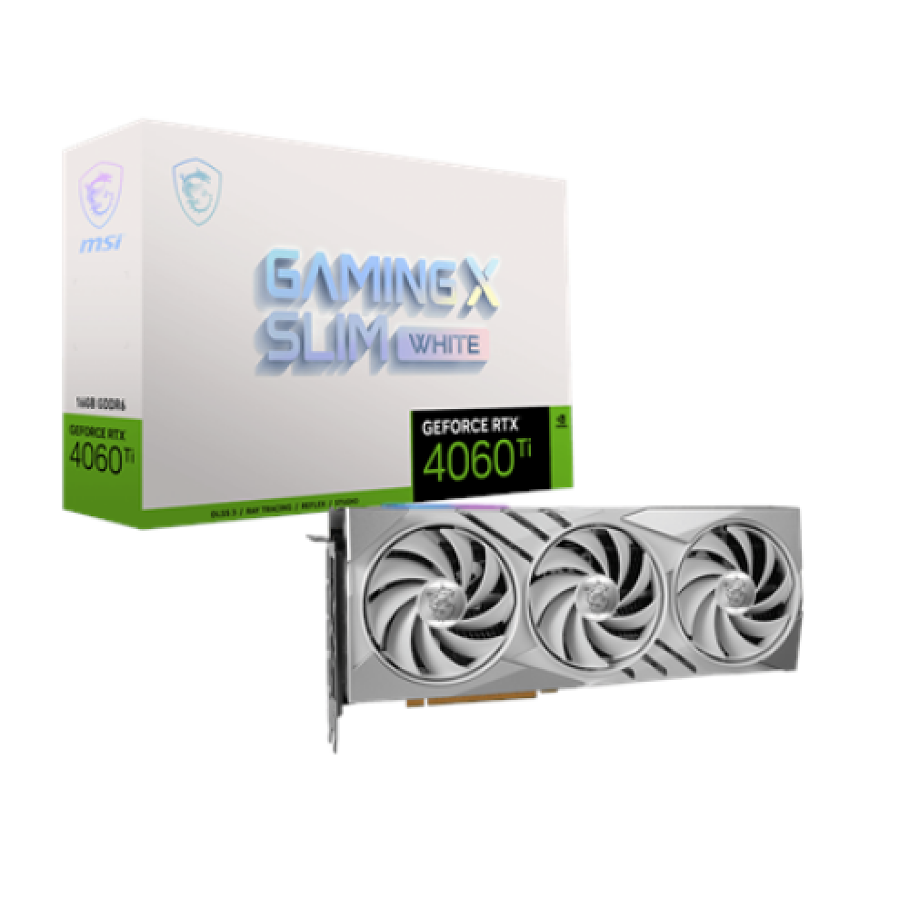 MSI , GeForce RTX 4060 Ti GAMING X SLIM WHITE , NVIDIA , 16 GB , GeForce RTX 4060 Ti , GDDR6 , HDMI ports quantity 1 , PCI Express Gen 4 , Memory clock speed 18000 MHz