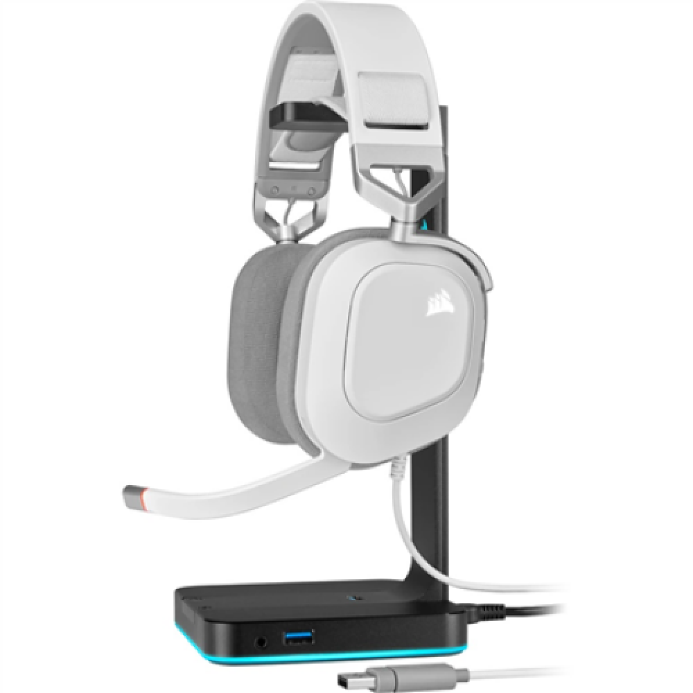 Corsair RGB USB Gaming Headset HS80 Built-in microphone, White, Wired, Over-Ear