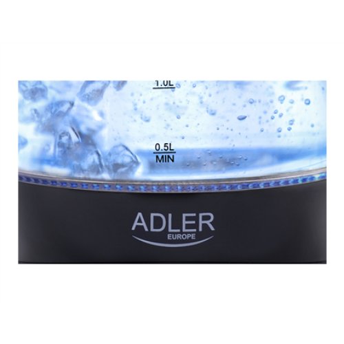 Adler , Kettle , AD 1224 , Standard , 2000 W , 1.5 L , Glass , 360° rotational base , Black