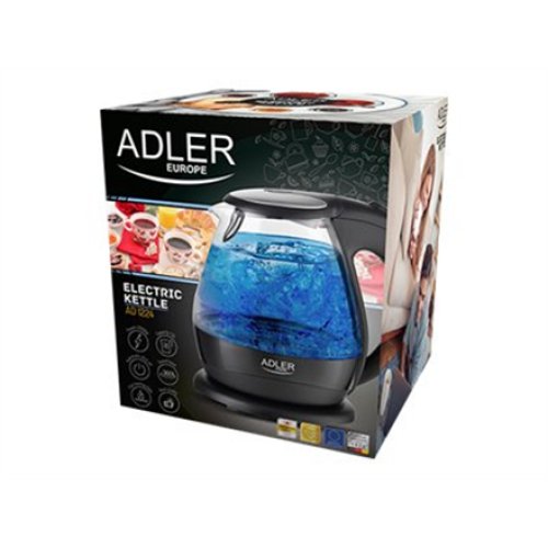 Adler , Kettle , AD 1224 , Standard , 2000 W , 1.5 L , Glass , 360° rotational base , Black