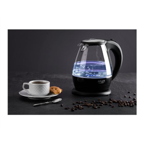 Adler , Kettle , AD 1224 , Standard , 2000 W , 1.5 L , Glass , 360° rotational base , Black