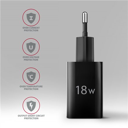 AXAGON Wallcharger 1x port USB-A, QC3.0/AFC/FCP/Apple, 18W , ACU-QC18