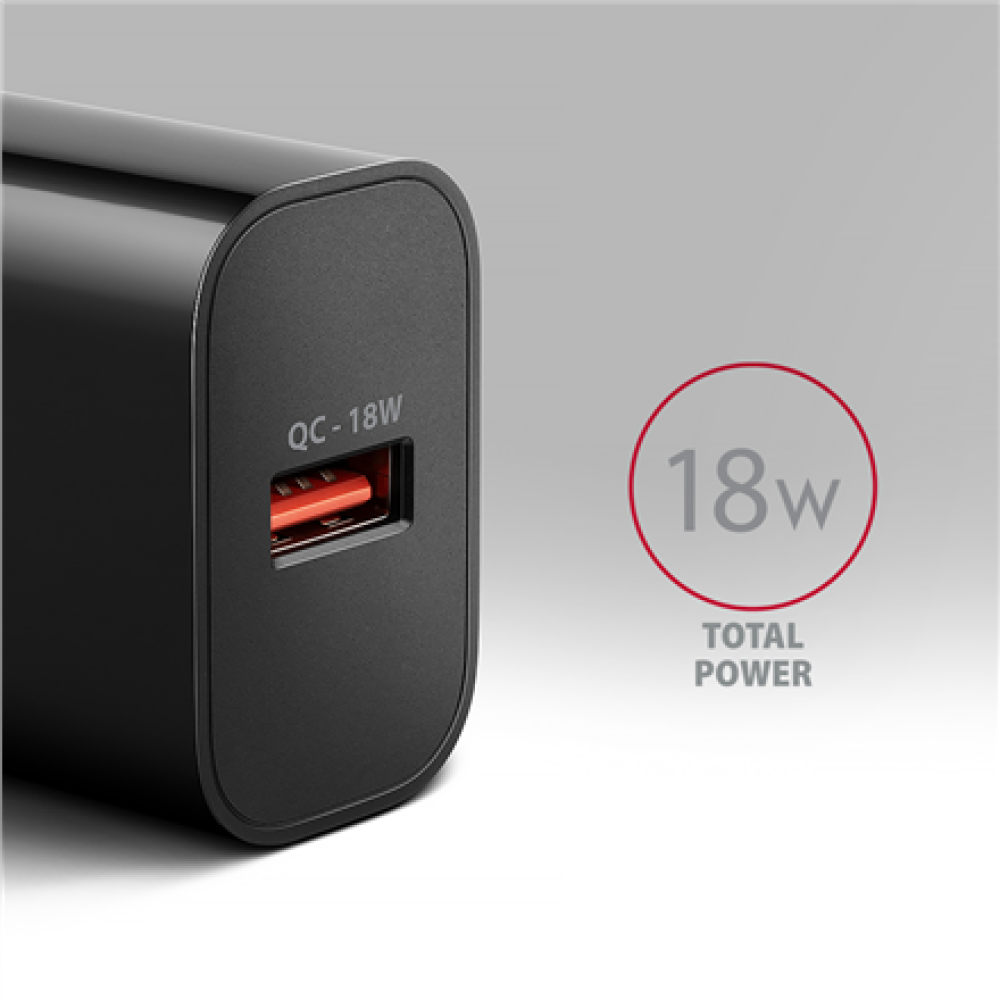 AXAGON Wallcharger 1x port USB-A, QC3.0/AFC/FCP/Apple, 18W , ACU-QC18