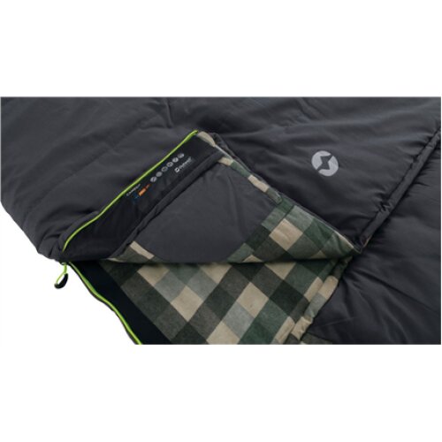 Outwell Camper, Sleeping Bag, 235 x 90 cm, 2 way open - auto lock, L-shape, Grey