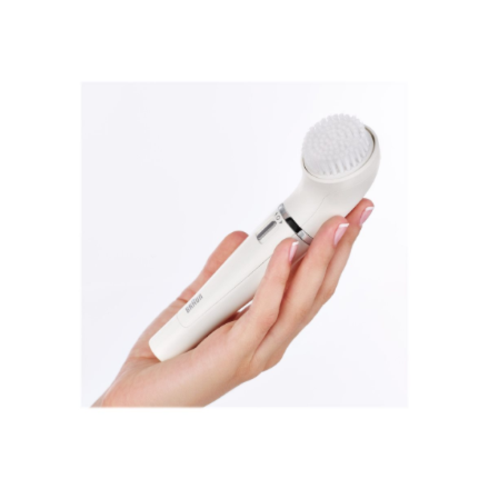 Braun Face Facial Epilator and Brush , SE810 , Number of power levels 1 , Wet & Dry , White/Silver