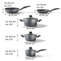 Stoneline , Cookware set of 8 , 1 sauce pan, 1 stewing pan, 1 frying pan , Die-cast aluminium , Black , Lid included