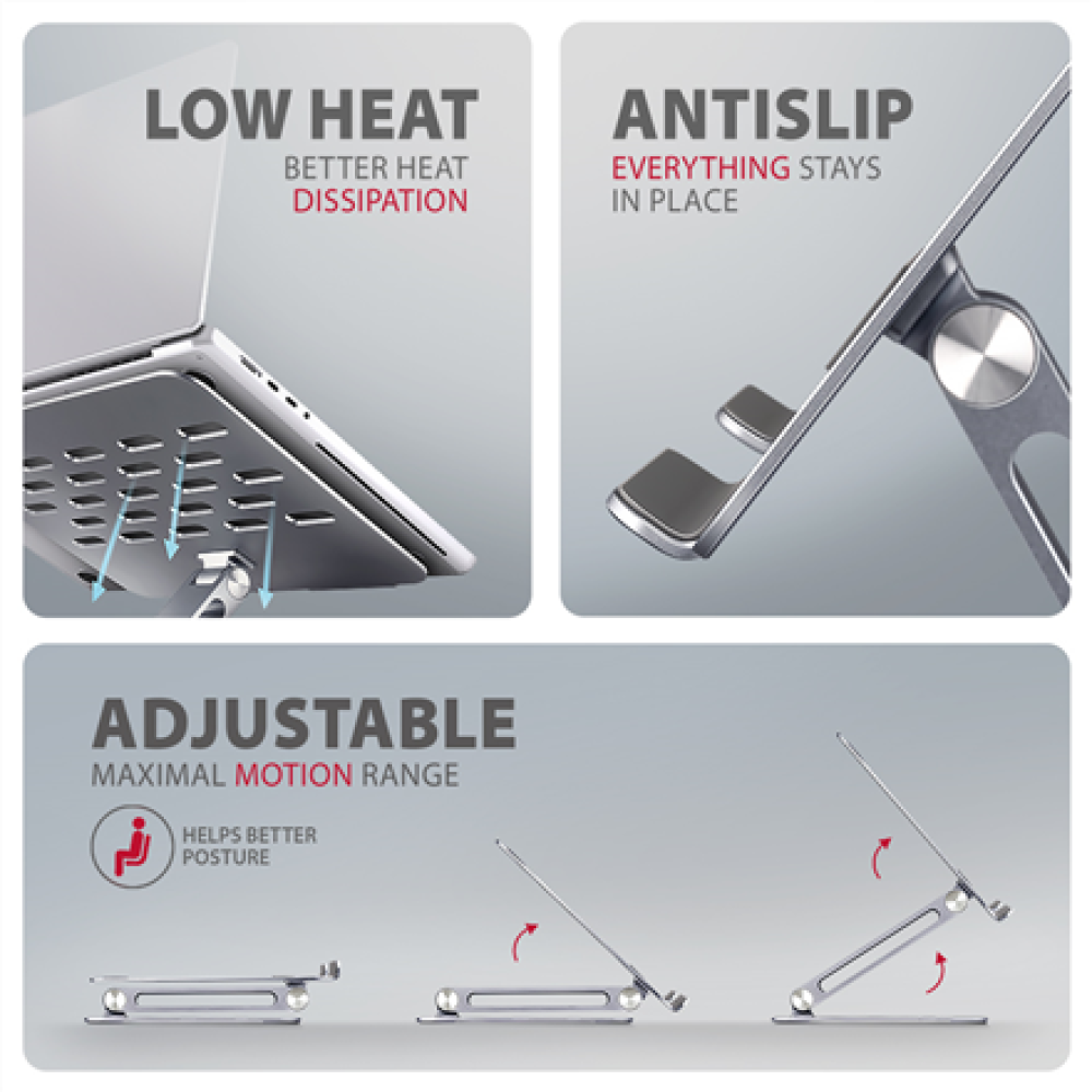 AXAGON , Notebooks and tablets stand STND-LQ , Adjustable Height, Tilt , 10-16