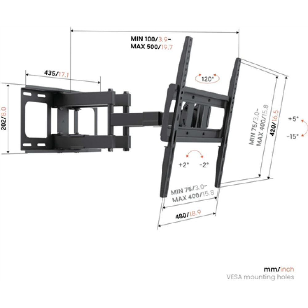 Vogels Wall mount , UP 4053 Full-Motion TV Wall Mount M , 32-65 , Rotate, Tilt , Maximum weight (capacity) 40 kg , Black