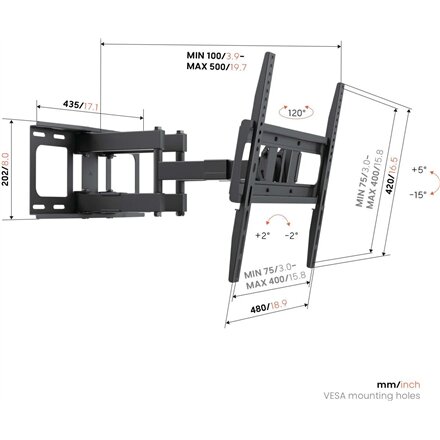 Vogels Wall mount , UP 4053 Full-Motion TV Wall Mount M , 32-65 , Rotate, Tilt , Maximum weight (capacity) 40 kg , Black