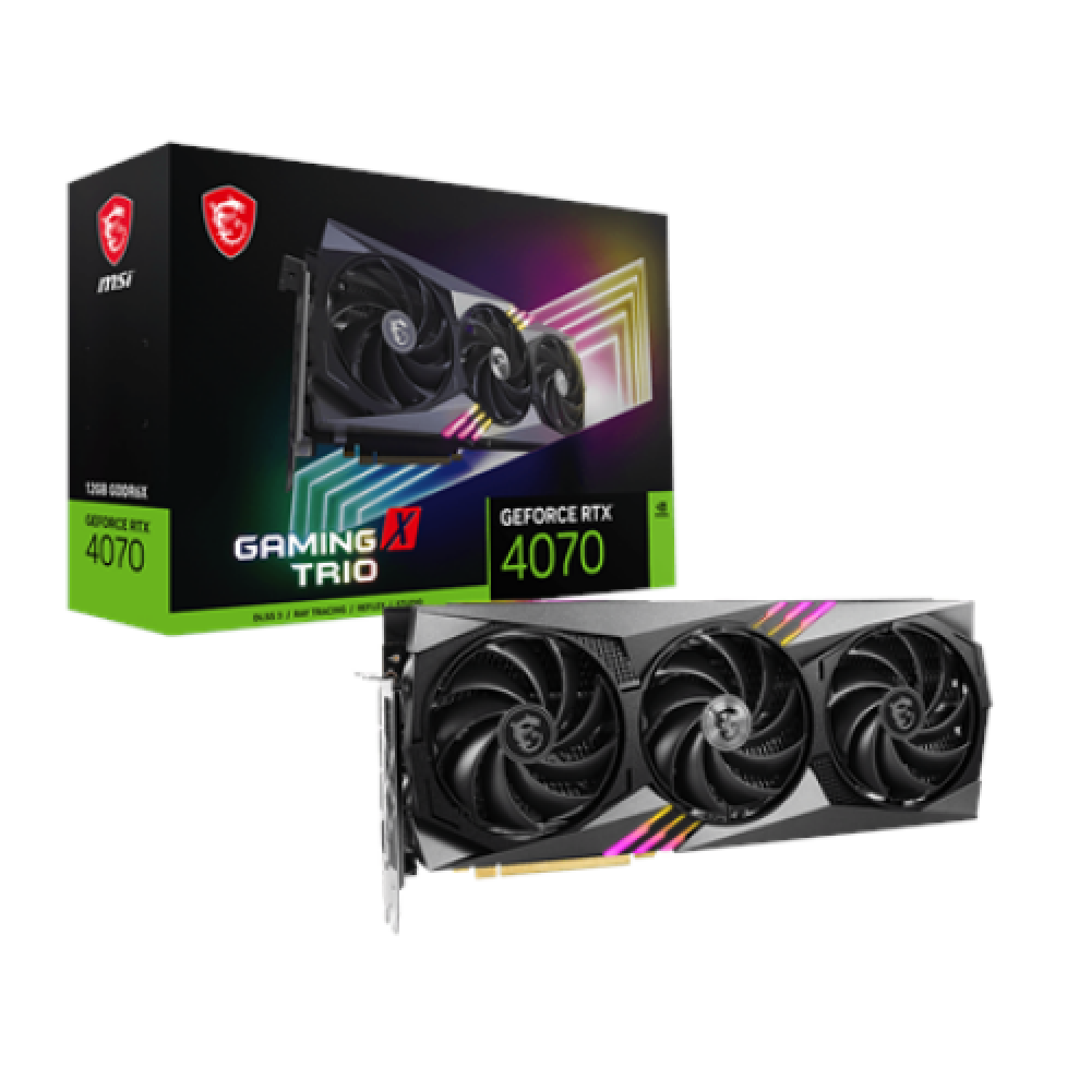 MSI GeForce RTX 4070 GAMING X TRIO 12G NVIDIA, 12 GB, GeForce RTX 4070, GDDR6X, PCI Express Gen 4, HDMI ports quantity 1, Memory clock speed 21000 MHz
