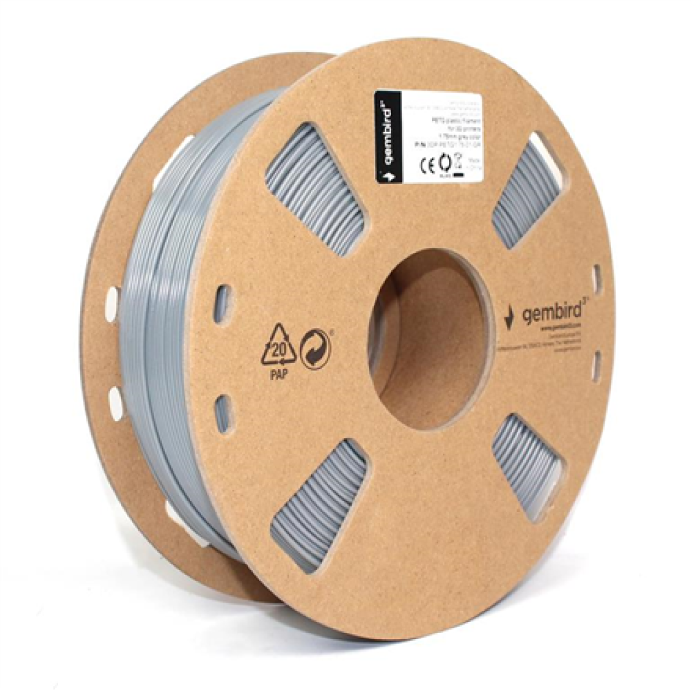 Gembird Filament, PETG, 1.75 mm, 1 kg , 3DP-PETG1.75-01-GR , PETG filament , Grey