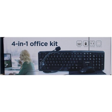 SALE OUT. Gembird KBS-UO4-01 Multimedia office set, black, US-Layout , SALE OUT. , Gembird 4-in-1 Multimedia office set , KBS-UO4-01 , Keyboard, Mouse, Pad and Headset Set , Wired , Mouse included , US , Black , DAMAGED PACKAGING