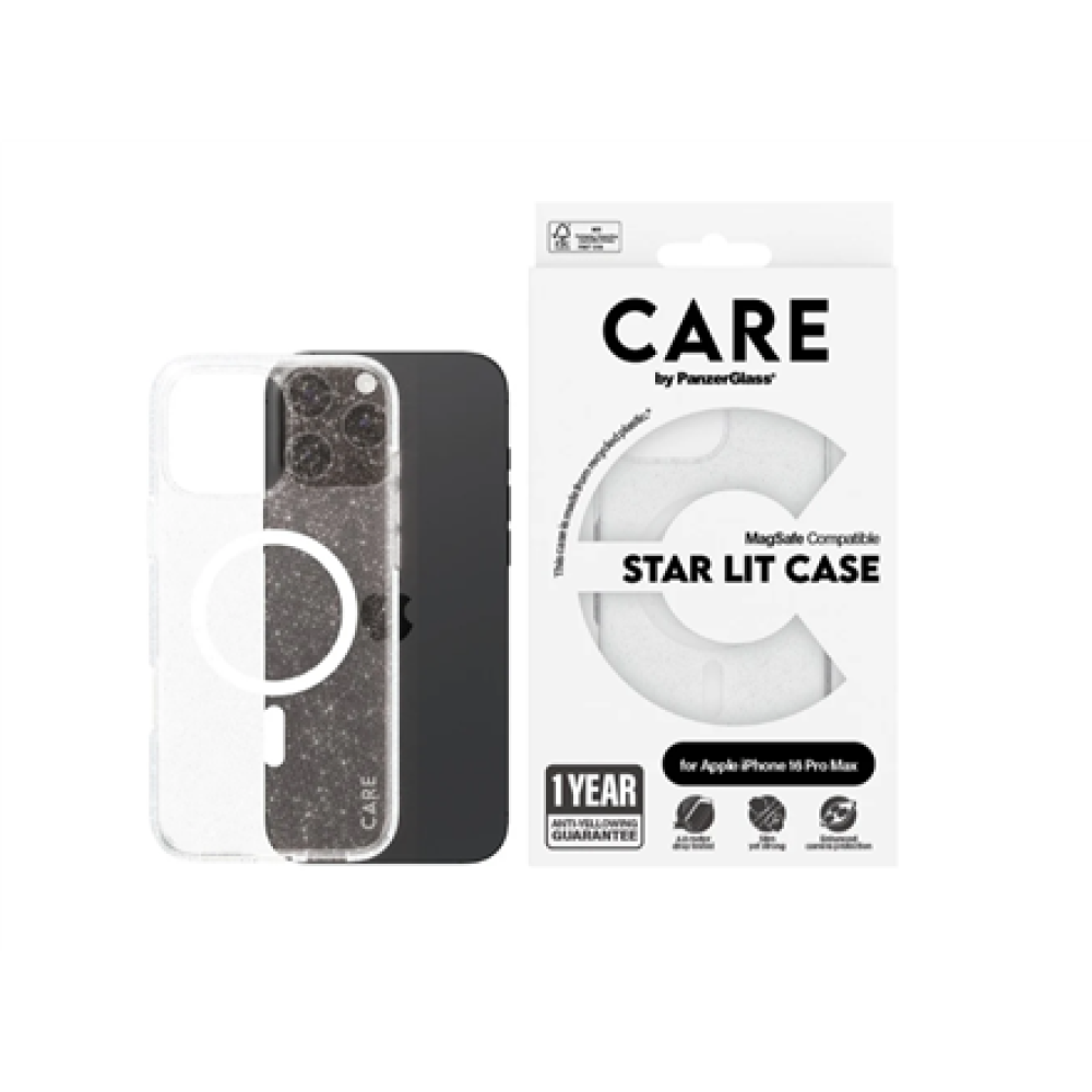 CARE Flagship Case , Back cover , Apple , iPhone 16 Pro Max , Recycled plastic , White , Urban Combat Star Lit with MagSafe