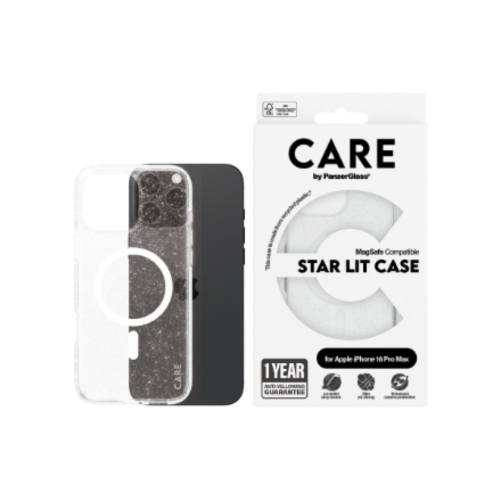 CARE Flagship Case , Back cover , Apple , iPhone 16 Pro Max , Recycled plastic , White , Urban Combat Star Lit with MagSafe