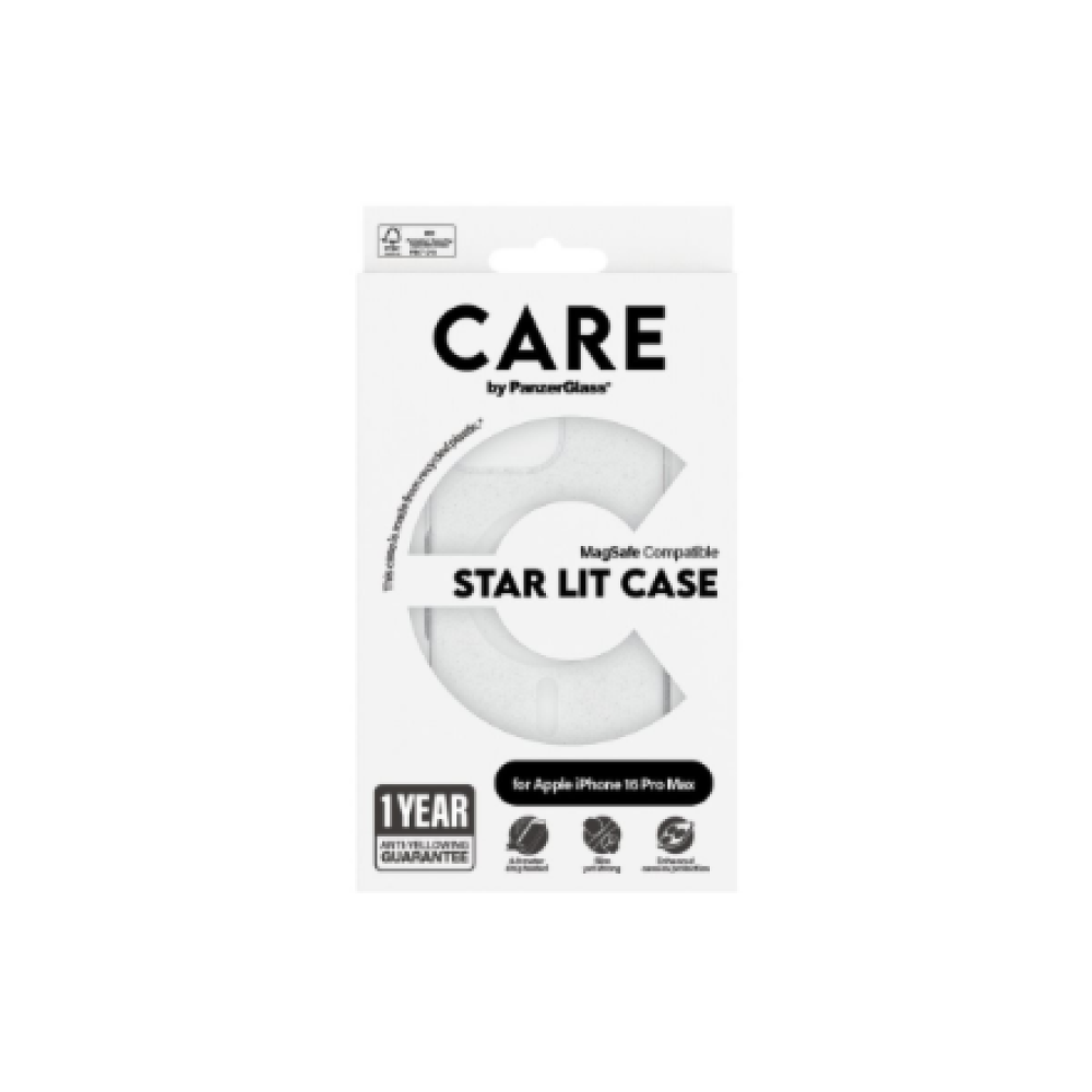 CARE Flagship Case , Back cover , Apple , iPhone 16 Pro Max , Recycled plastic , White , Urban Combat Star Lit with MagSafe