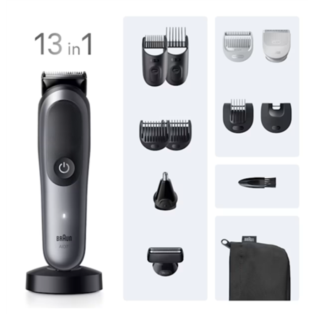 Braun 13in1 Grooming Kit , All-in-One Series 7 AIO7560 , Cordless , Number of length steps 14 , Black/Grey