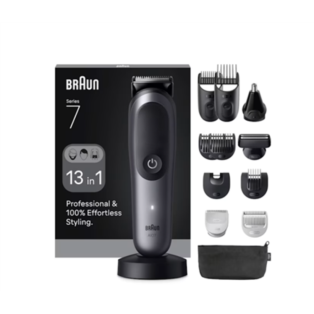 Braun 13in1 Grooming Kit , All-in-One Series 7 AIO7560 , Cordless , Number of length steps 14 , Black/Grey
