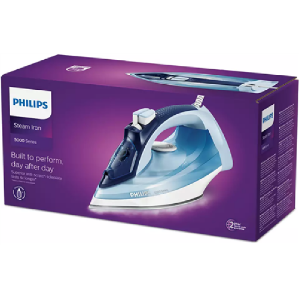 Philips Iron DST5030/20 Steam Iron, 2400 W, Water tank capacity 320 ml, Continuous steam 45 g/min, Blue/White