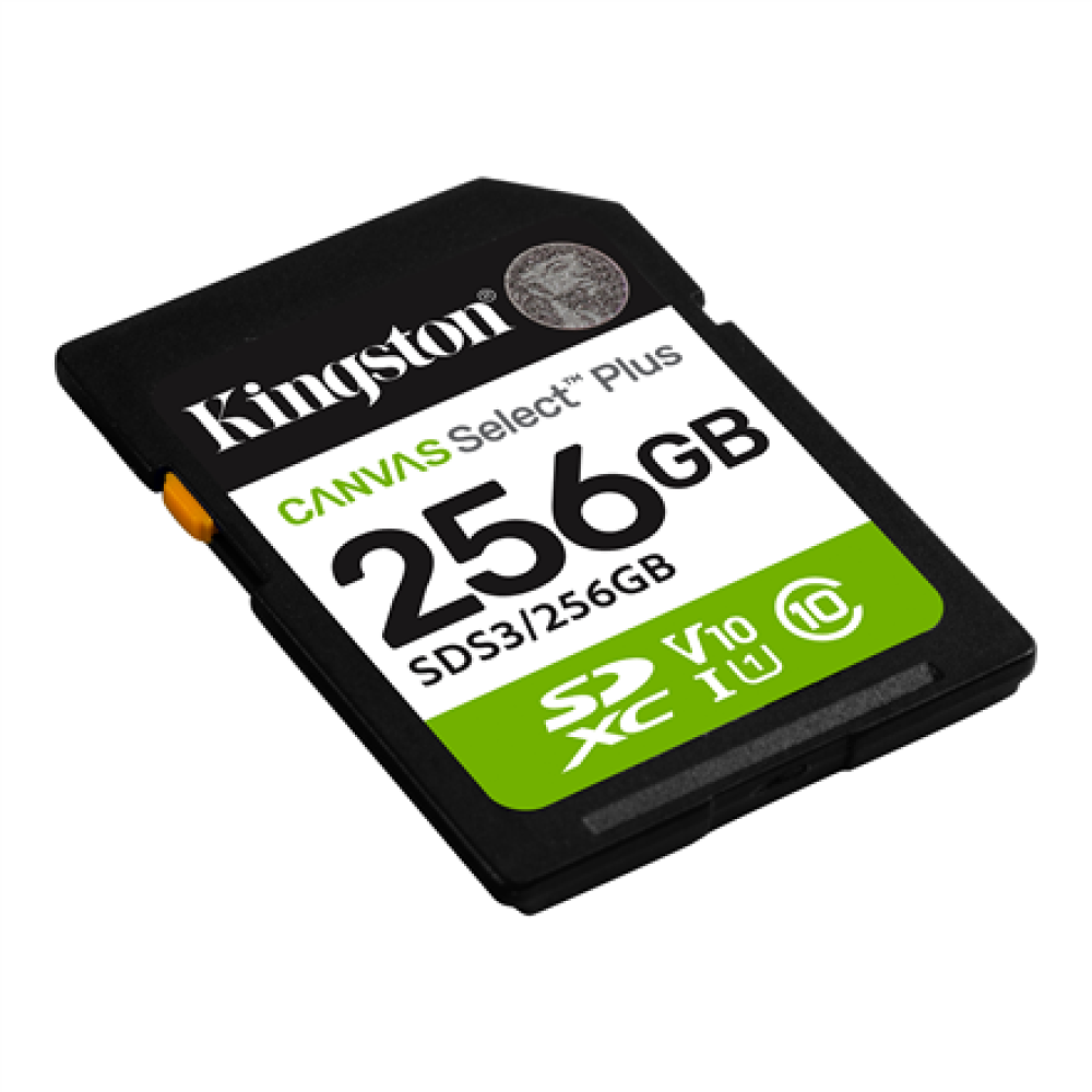 Kingston Select Plus , 256 GB , SD , Flash memory class Class 10, UHS-I, U1/U3, Video Class 10/30
