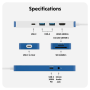 Hyper HyperDrive Flex 8 Port USB-C Hub, White/Blue , HD4102BUGL , HDMI ports quantity 1