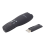 Gembird , Wireless presenter with laser pointer , WP-L-02 , Black , Depth 25 mm , Height 105 mm , Red laser pointer. 4 buttons to control most used PowerPoint presentation functions. Interface: USB. Presenter control distance: up to 10 m. , Yes , Weight 8