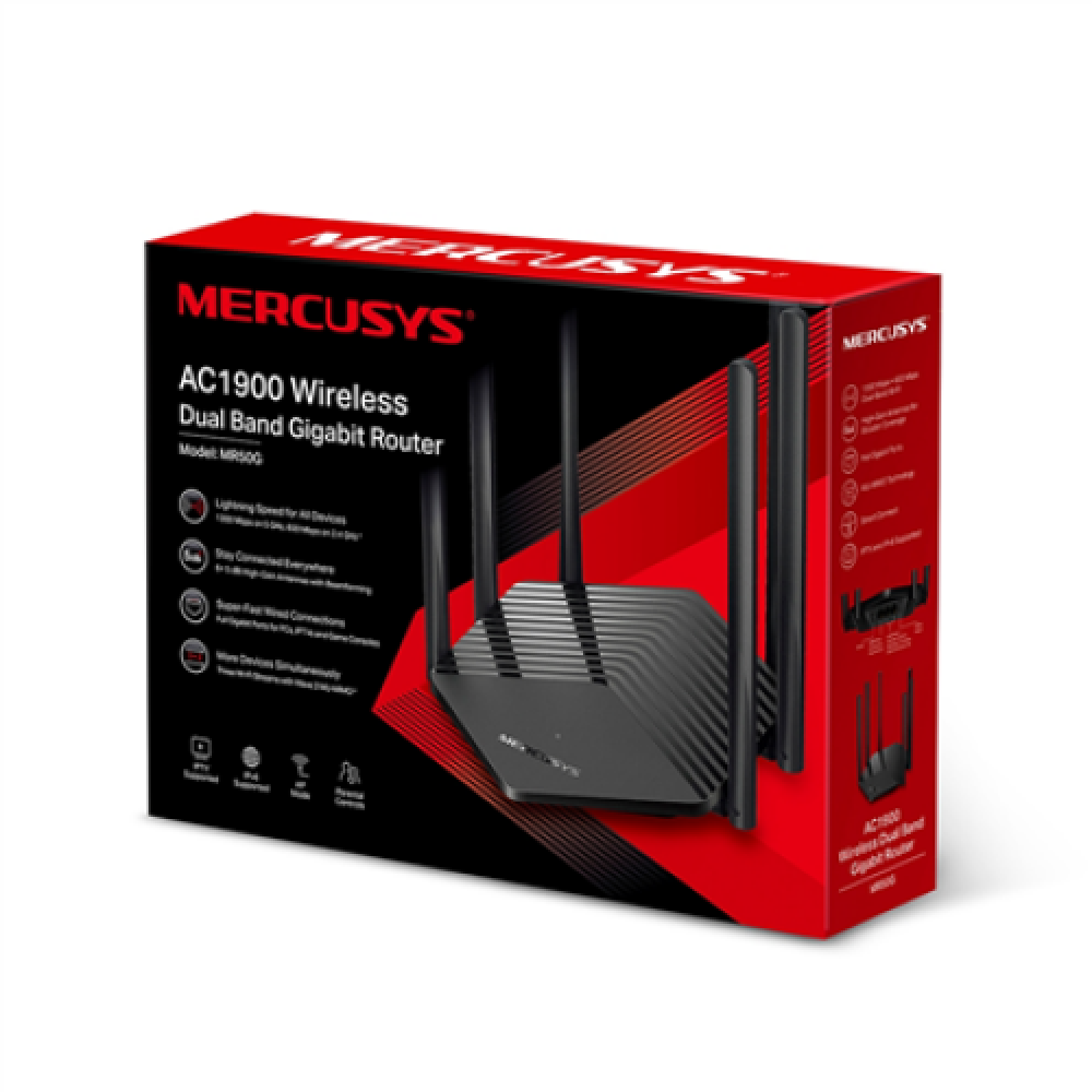AC1900 Wireless Dual Band Gigabit Router , MR50G , 802.11ac , 600+1300 Mbit/s , 10/100/1000 Mbit/s , Ethernet LAN (RJ-45) ports 2 , Mesh Support No , MU-MiMO Yes , No mobile broadband , Antenna type 6xFixed , No