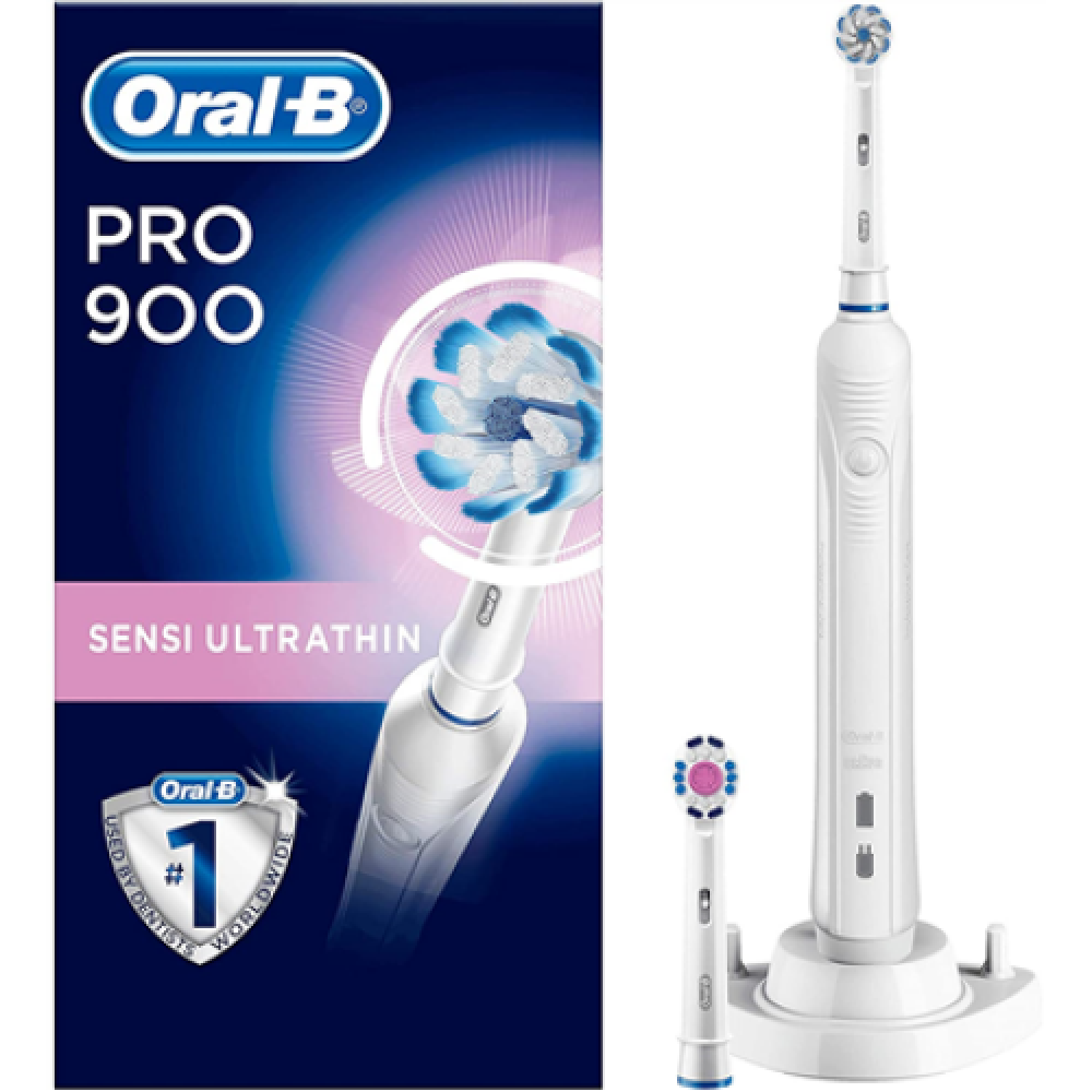 Oral-B Electric Toothbrush PRO 900 Sensi Ultrathin Rechargeable For adults Number of brush heads included 2 Number of teeth brushing modes 3 Sonic technology White