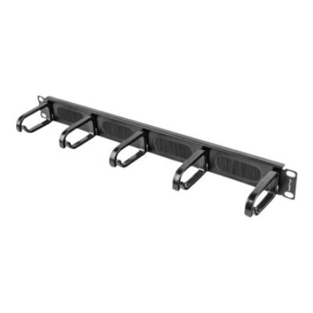Lanberg 19 cable management brush panel 5 rings type B 1U , AK-1203-B , Black