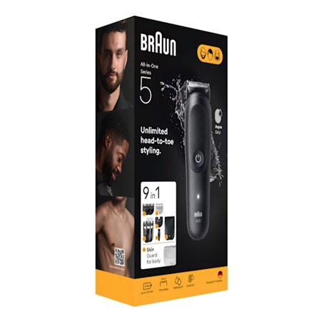 Braun 9-in-1 Grooming Kit , All-in-One Kit Series 5 AIO5540 , Cordless , Number of length steps 14 , Black
