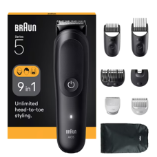 Braun 9-in-1 Grooming Kit , All-in-One Kit Series 5 AIO5540 , Cordless , Number of length steps 14 , Black Braun 9-in-1 Grooming Kit , All-in-One Kit Series 5 AIO5540 , Cordless , Number of length steps 14 , Black