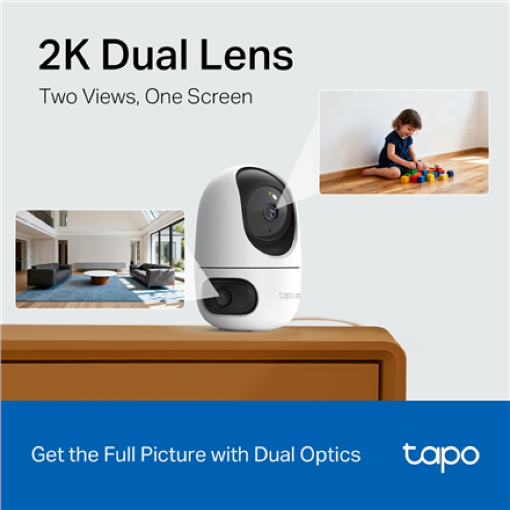 TP-LINK , Tapo C245D , Dual Lens Pan/Tilt Security Camera , Dome , 3 MP , 3.1mm/F1.6 , MicroSD Card up to 512 GB