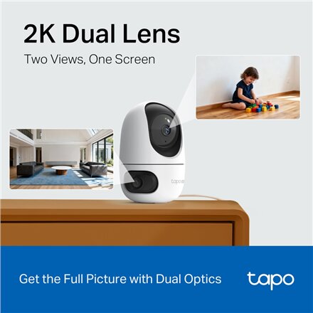 TP-LINK , Tapo C245D , Dual Lens Pan/Tilt Security Camera , Dome , 3 MP , 3.1mm/F1.6 , MicroSD Card up to 512 GB